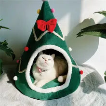 

Christmas Hat Shape Cat Blanket Comfort Cushion Cat Nest House Cat Carpet Warm Pet Dog Cushion Sleeping Bed For Small Dog