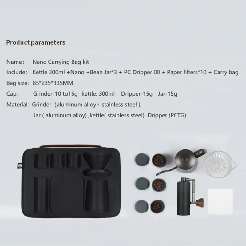TIMEMORE Coffee Grinder Handbag Set Tableware 6-piece Set Black Portable Kitchen Family Travel Office Coffee Grinder 3