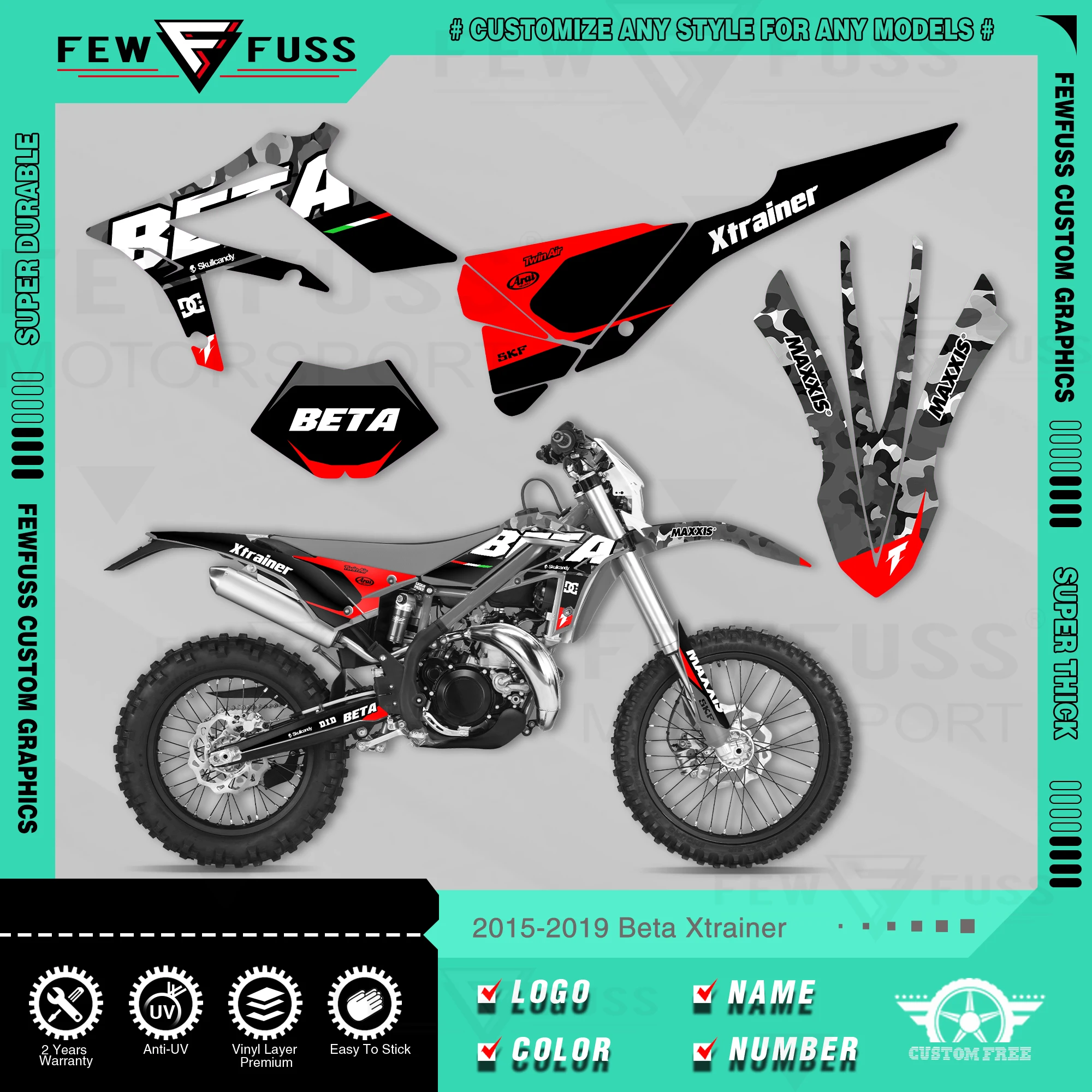 

FEWFUSS Motorcycle Team Graphic Decal & Sticker Kit For BETA Xtrainer 2015-2019 2015 2016 2017 2018 2019 Graphic 004