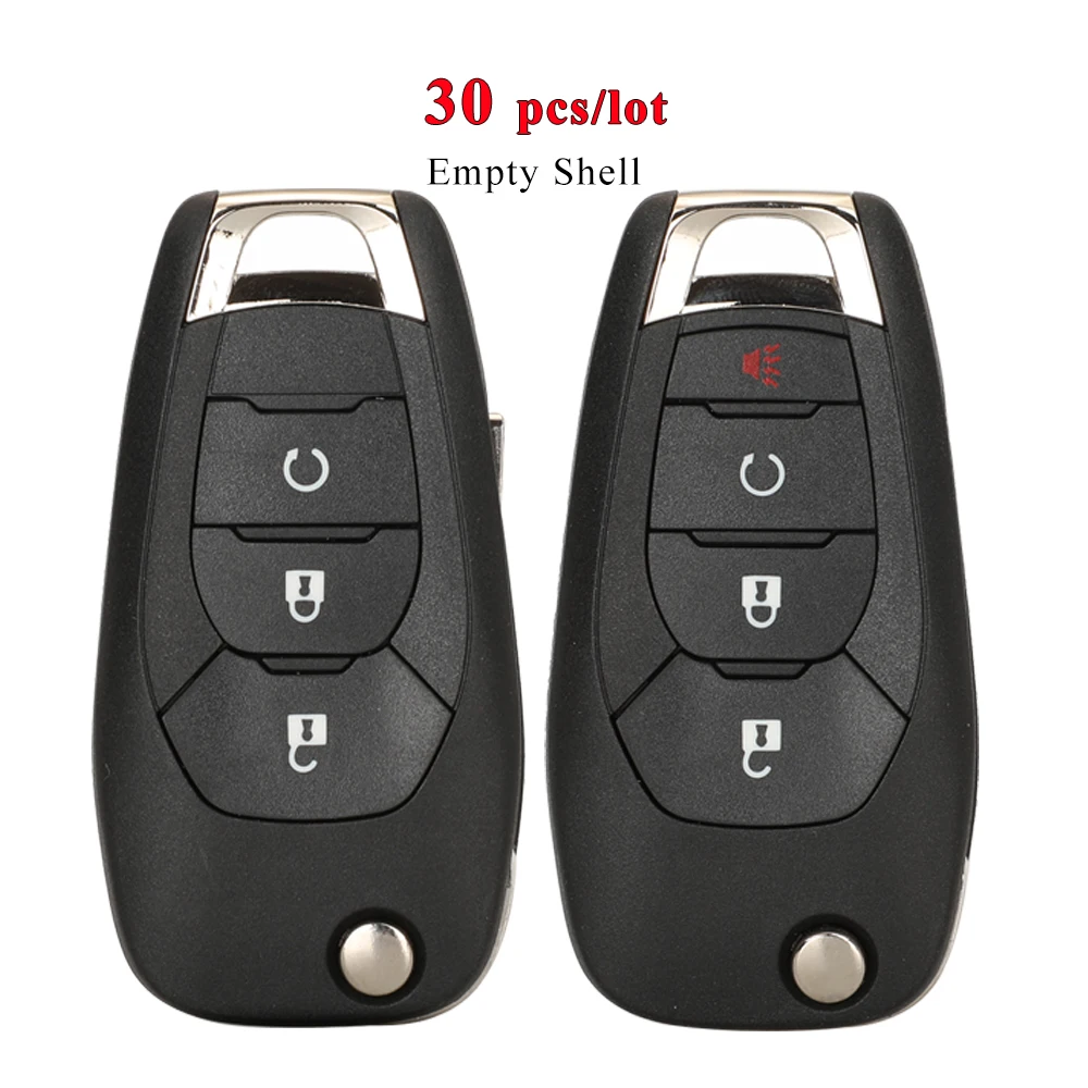 Keyforkess 30pcs pieghevole 3/4BTN telecomando portachiavi per Chevrolet Trax Spark Cruze Trailblazer Sonic Trailblazer Malibu per GM -