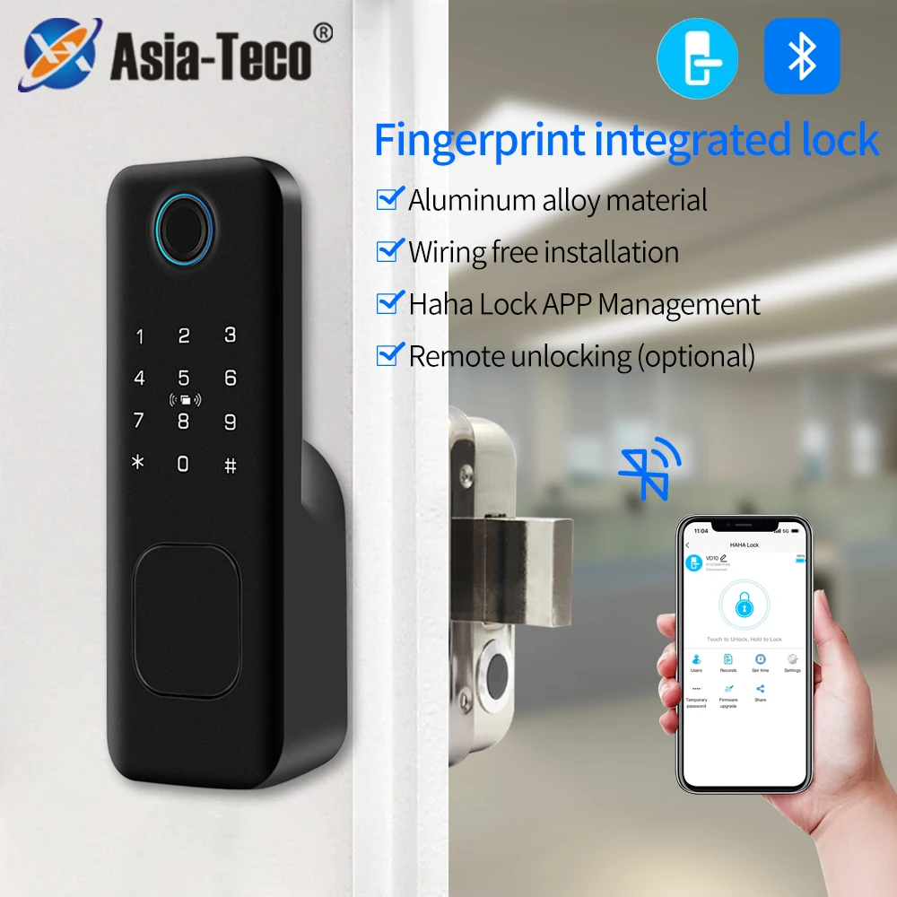 

HahaLock App Fingerprint Smart Door Lock Waterproof Outdoor Gate Bluetooth Password IC Card Lock keyless Deadbolt Mechanical Key