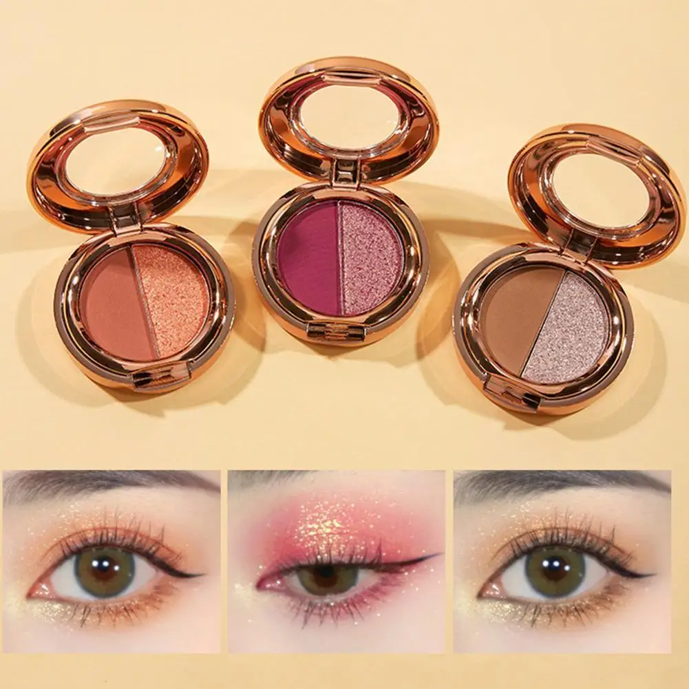 

Dual Color Highlight Eye Shadow Plate Waterproof Pearlescence Pearl Eye Popular Suitab Multi Shadow Glitter Girls Powder Pu P2X8