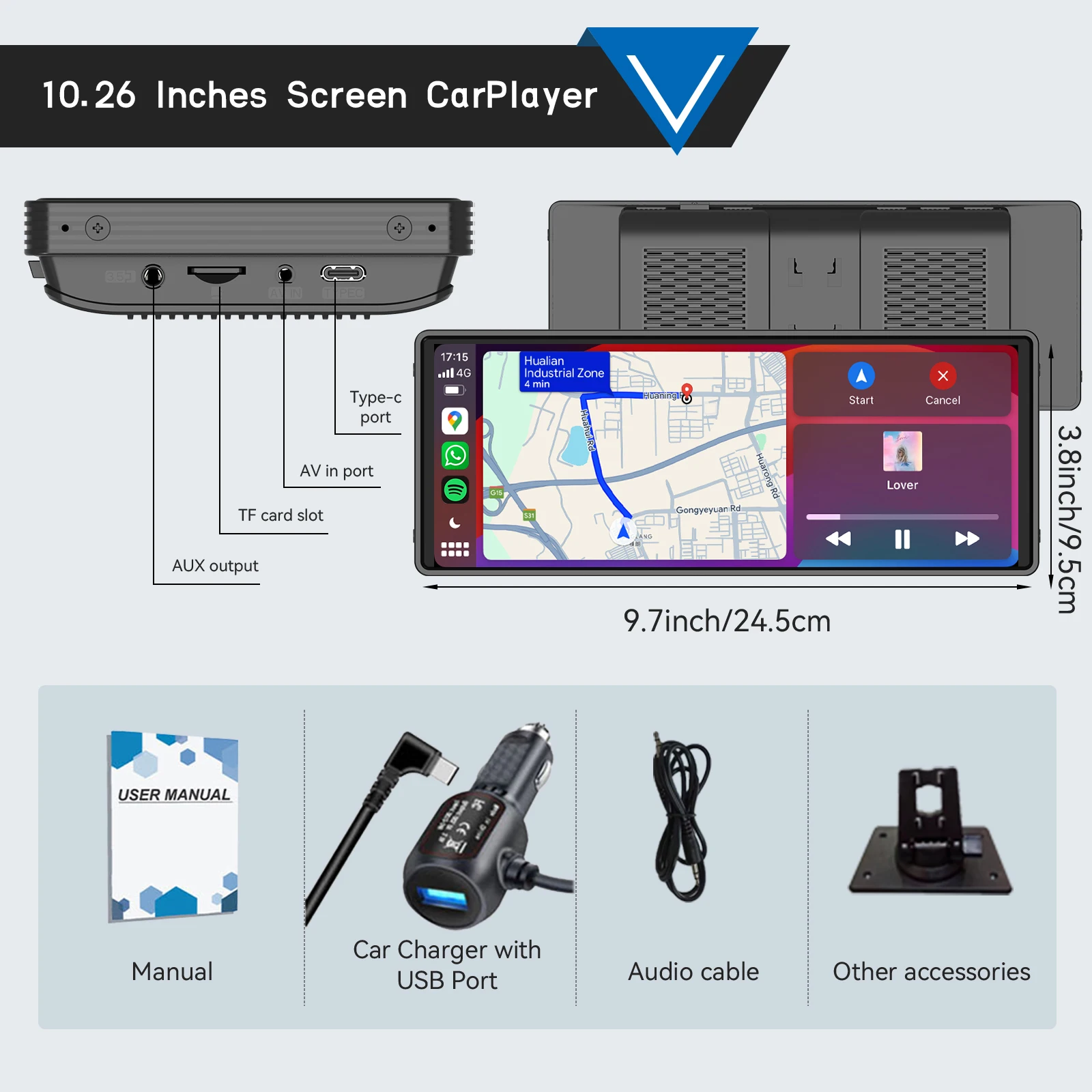 thumbnail image 1 of 10.26inch Carplay MP5 Player Portable BT Touch Srceen Wireless Carplay Android Auto Car Radio for Apple Or Android Video Stereo, 1 of 4