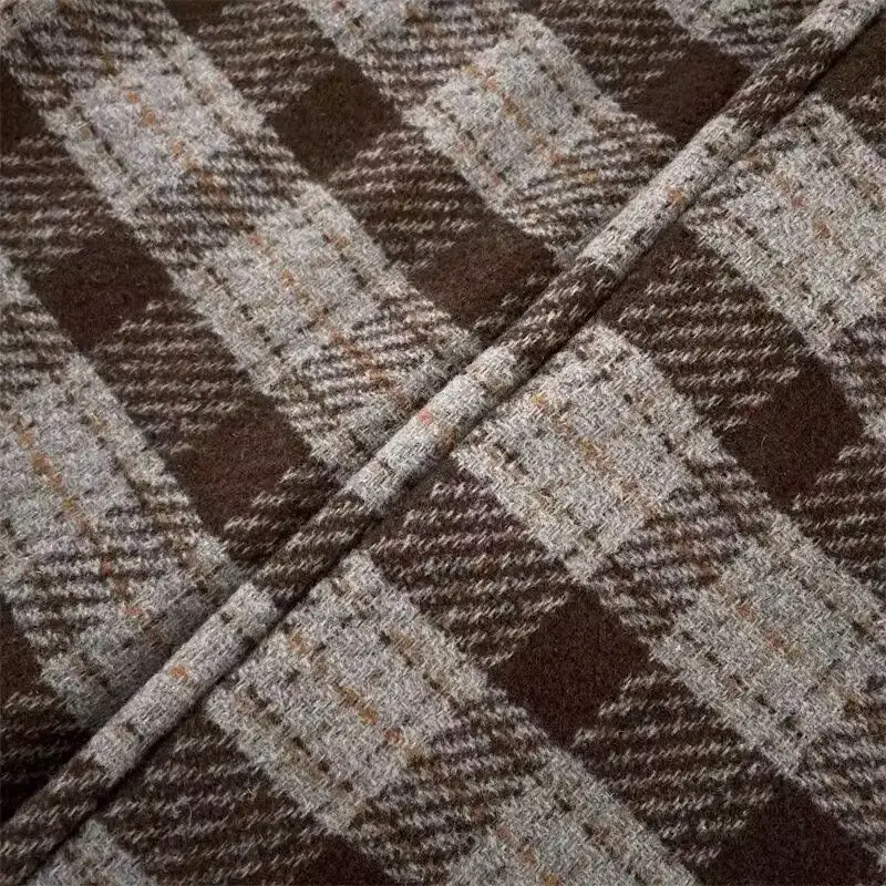 Pantaloni di lana scozzesi UM Youmi Pantaloni casual vintage dritti larghi primavera autunno 6