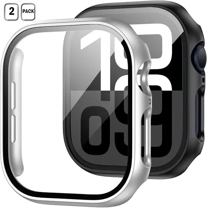 Premium Glass Screen Protector and Bumper Cover Set for Smartwatches (2-Pack)