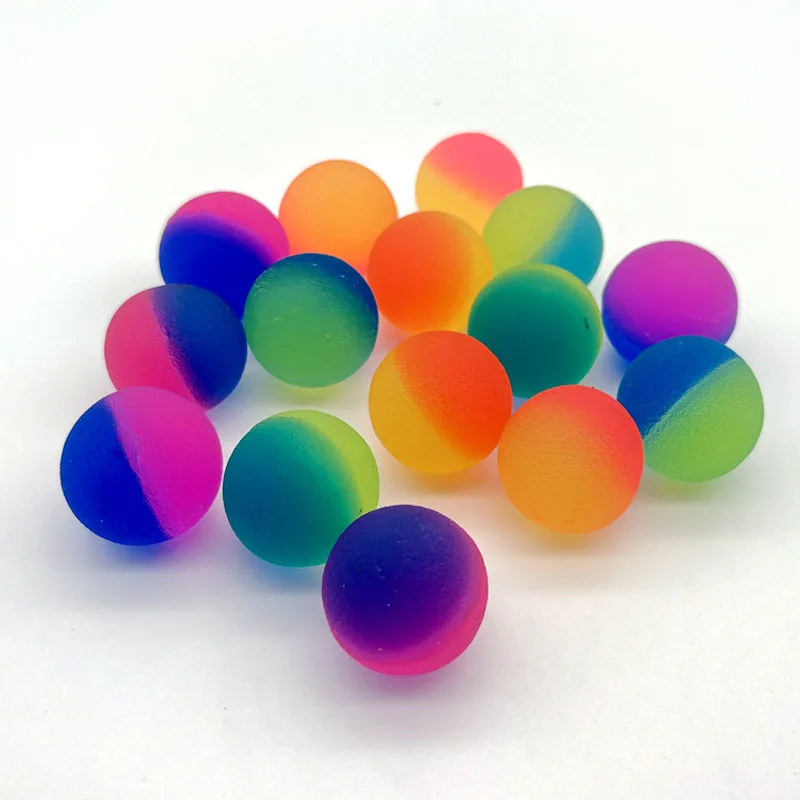 Elastic Ball Candy Color Rubber Jump Ball Dual Color Matte Solid Elastic Ball Rainbow Colorful Floating Water Ball Fun Ball Toy 2