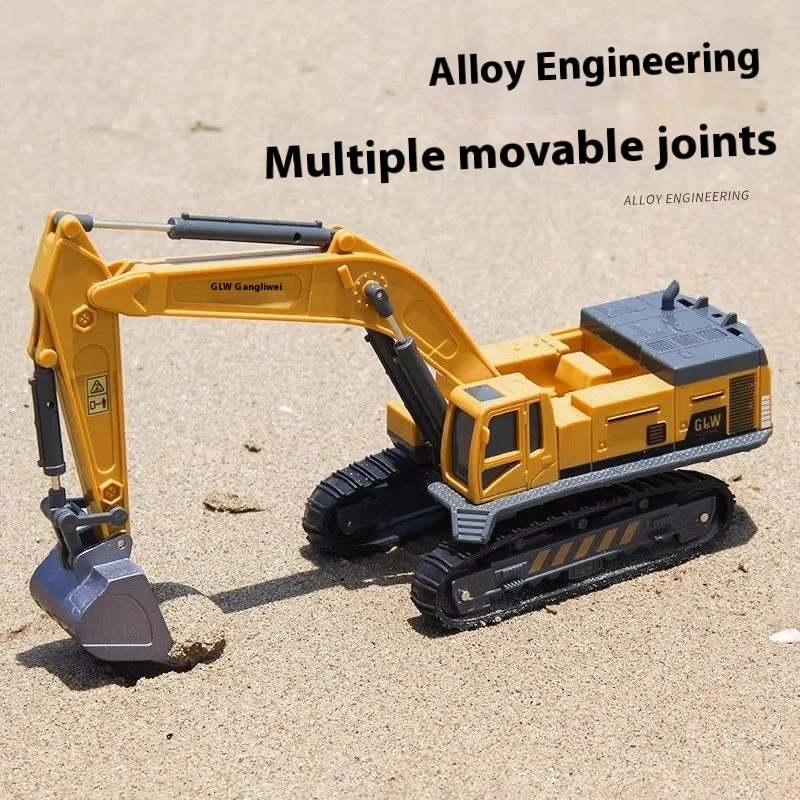 Alloy Construction Vehicle Toys for Children: Excavator, Crane, Earth Digger, Mixer Truck, Transport Truck Model Set - 4