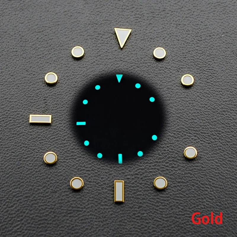 Luminous Blue-Green Watch Dial with Hour Markers - Men's Aftermarket Accessory Replacement