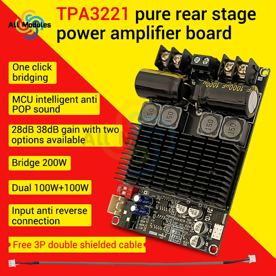 ZK-2001 TPA3221 Dual Channel Pure Rear Stage Digital Amplifier