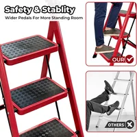 3/4/5-Step Folding Ladder with Anti-Slip Pedals, Heavy Duty Portable Step Stool for Home and Commercial Use 4