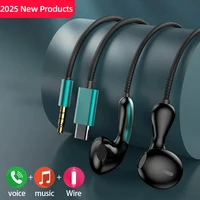 #9D Stereo Type C&3.5mm Gamers Headsets Wired Earphones In-ear Headphone HiFi Bass Earphones for Samsung Earbud In Mic Handsfree 1