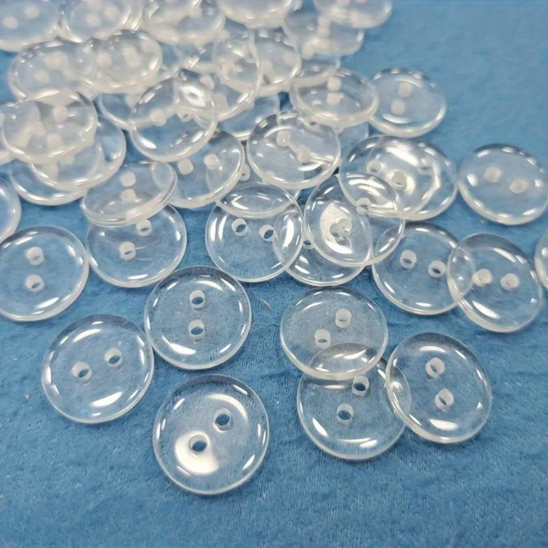 100pcs Resin Buttons, Two-eye, Universal Bread Buttons, Transparent Shirt Buttons, Trench Coat Buttons, Accessories
