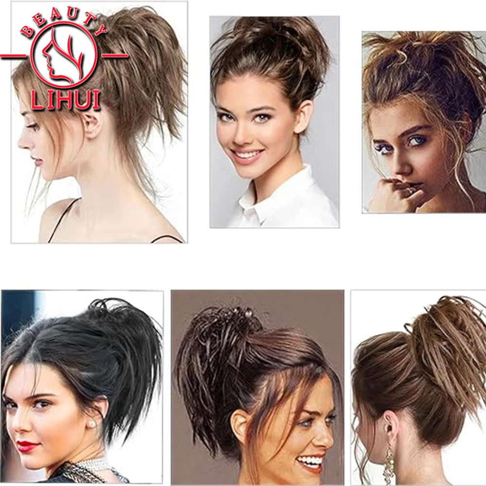 Synthetic Claw Clip In Ponytail Hair Extensions Diy Hairpiece Hair Bun Fake Blonde False Pigtail Tousled Updo for Women