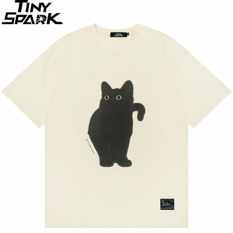 2025 Streetwear Black Cat Graphic T Shirt Harajuku Vintage