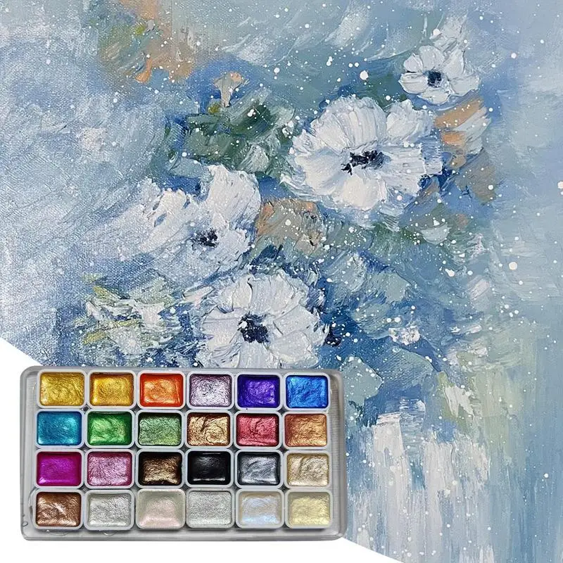 Pearlescent Watercolor Set Mica Pearlescent Pigment Art Watercolor Paint Palette Art Painting Kit Mineral Students Supplies
