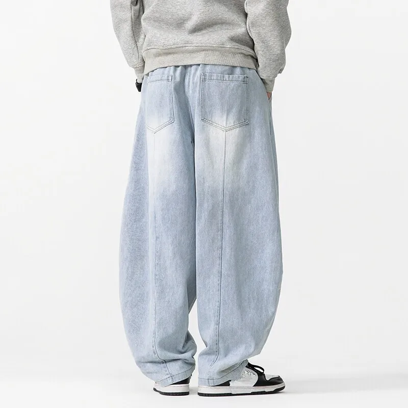 Spring Autumn Men's Vintage Jeans Loose Harem Wide Leg Pants Hip Hop Straight Denim Pants Men Casual Streetwear Denim Trouser 2