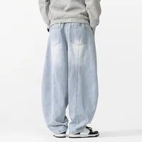 Spring Autumn Men's Vintage Jeans Loose Harem Wide Leg Pants Hip Hop Straight Denim Pants Men Casual Streetwear Denim Trouser 2