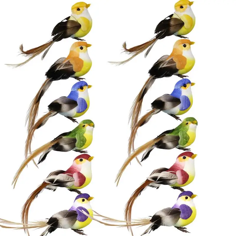 

Искусственная пенопластовая птица, 12 шт., миниатюрная имитация перьев, декоративное украшение для птицы, искусственные перьевые модели животных, статуи «сделай сам»