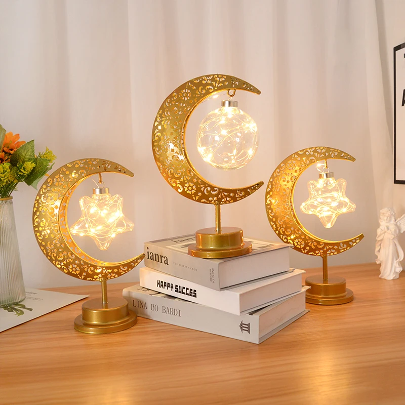 Ramadan Moon Decorations For Home LED Night Light Decor Decorations For  Home Table Gold BT007