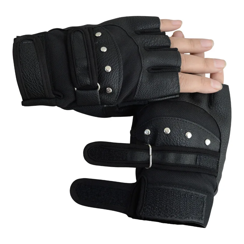Fitness Half Finger Gloves Men Wrist Guard Sports Dumbbell Riding Outdoor Sport Leather Gloves перчатки перчатки без пальцев