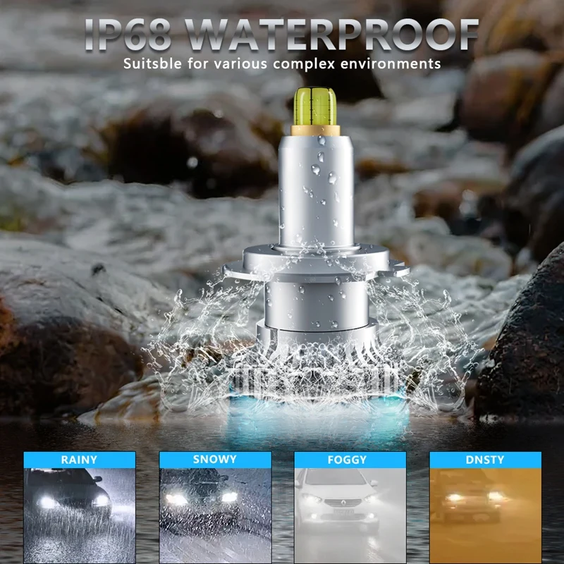 자동차 360 LED 헤드라이트 전구 안개등 터보 미니 램프, 100W, 32000LM, 6000K, 10-32V