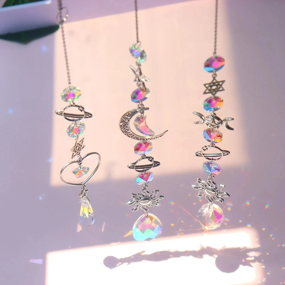 Crystal Wind Chime with Rainbow Catcher and Dream Pendant for Home and Garden Decor