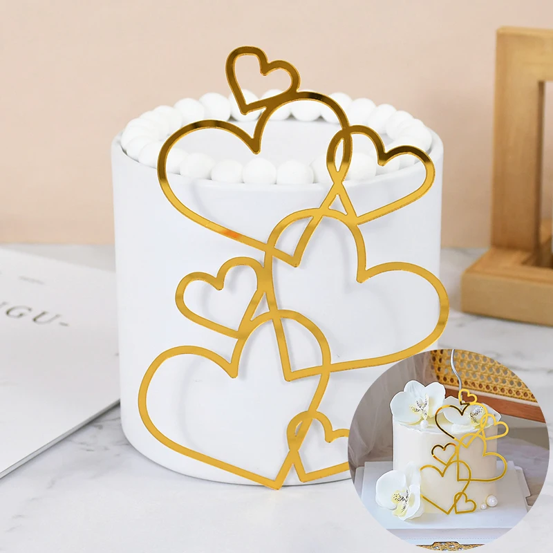 Bride To Be Love Heart Cake Toppers Gold Acrylic Wedding Cake Bridal Wedding Party Dessert Baking Decorations Engagement cake topper,cake decorations,cake toppers