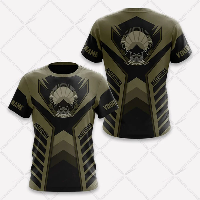 

North Macedonia Emblem Customized T-shirts Loose Boys Streetwear Short Sleeve Tops Men's Fashion Sportswear Oversized Tees