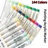 Acrylic Paint Marker Set Languo 144 Colors Art Markers Painting Drawing Pen Graffiti for Stone Disc Card Shoe Glass Art Supplies 3