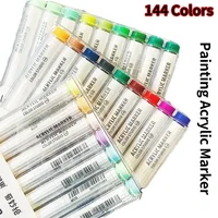 Languo 9/144 Colors Acrylic Marker Pen Soft Head for Artist Rock Painting Glass Ceramic DIY Crafts Graffiti Acrylic Paint Pens 2