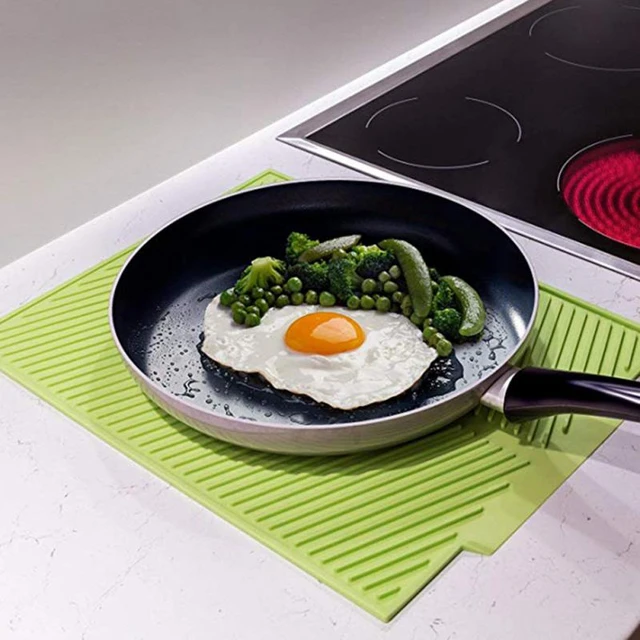 Silicone Dish Drying Mat - Flexible Rubber Dish Draining Mat, Heat  Resistant Silicone, Counter Top Mat, Sink Mat 