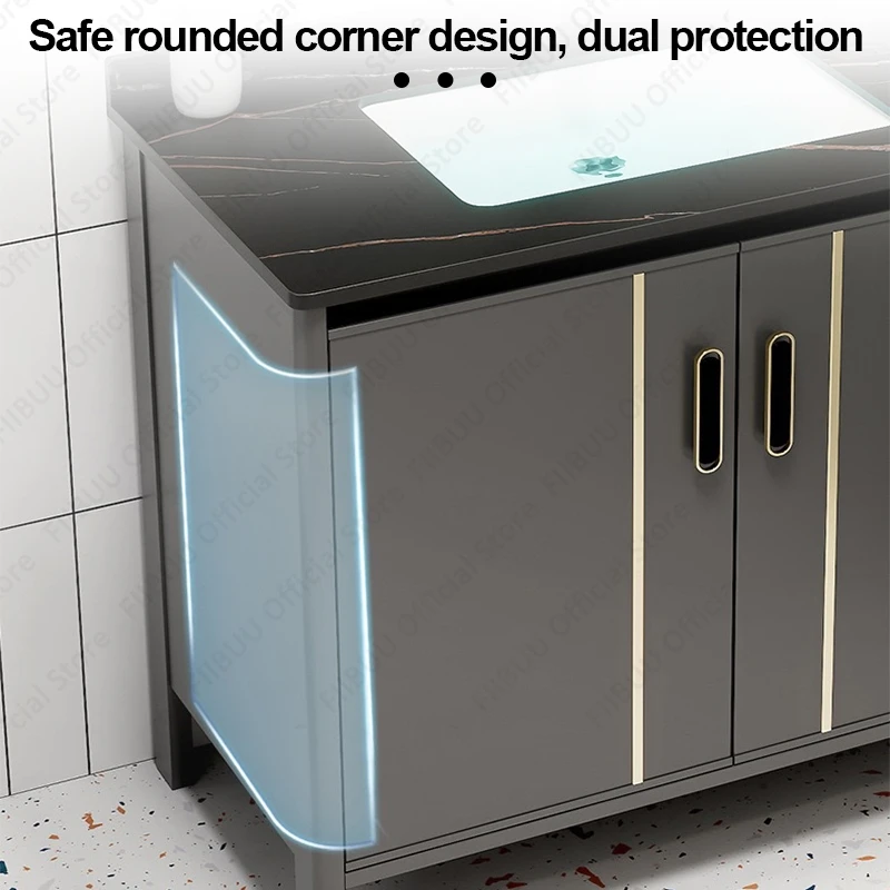 Multifunctional Bathroom Vanity Modern Cabinet Mirror Cabinet Black countertop Integrated with Ceramic Sink Bathroom Furniture