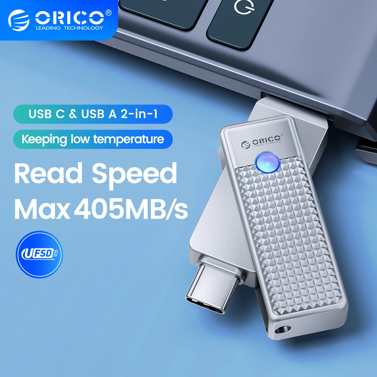  ORICO UFSD 405MB/S 2 in 1 Dual Flash Drive High Speed Pen Drive OTG Type C USB A Dual Interfaces for MacBook Android 