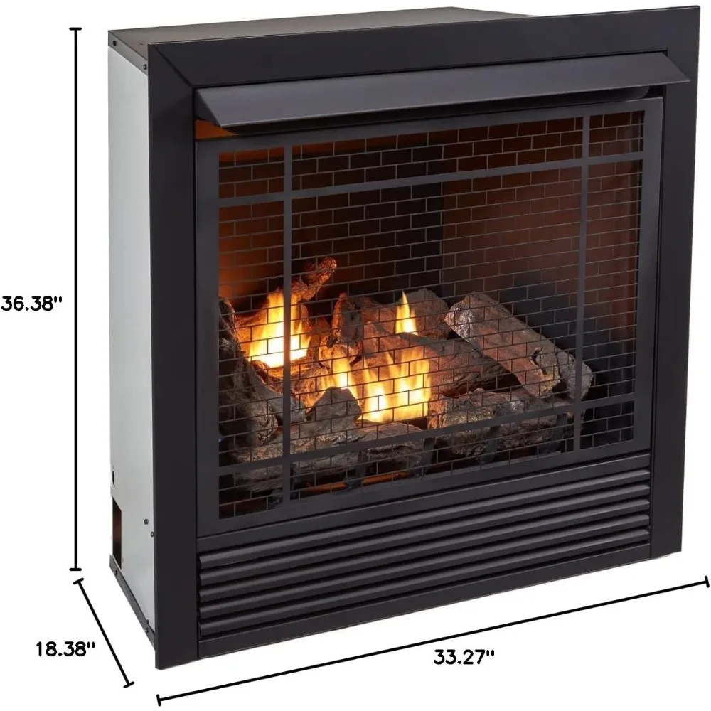 Dual Fuel Ventless Gas Fireplace Insert, Remote Control, 9 Fire Logs, Use with Natural Gas or Liquid Propane 6