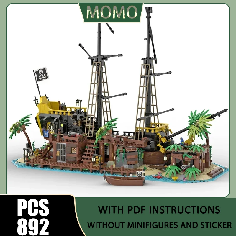 해적 모델 Moc 빌딩 블록 모듈형 바라쿠다 베이 모델 기술 브릭 DIY 조립 ..