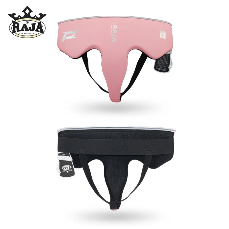 RAJA Boxing Groin Protector Guard Genuine Leather Sanda Muay Thai Kickboxing MMA Men Training Abdominal Protector Gear Women