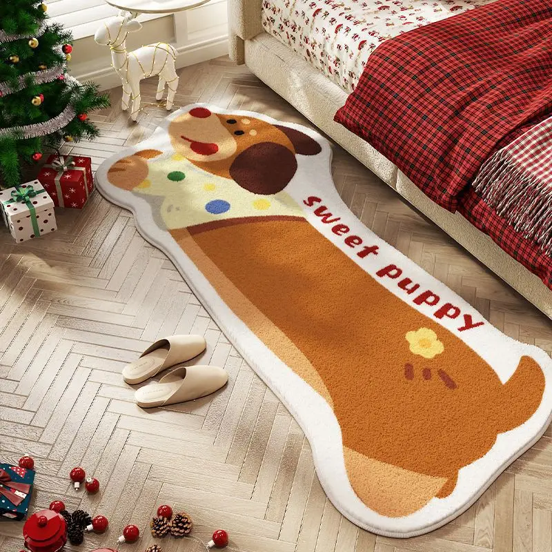 VIKAMACute Spot Sausage Dog Cashmere Floor Mat Living Room