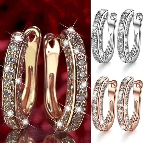 Clip Earrings Delysia King Three-sided Earcuff Luxury Rhinestone Girls Clip on Earrings