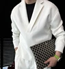 Casual and Simple Men Solid Color V-neck Side Zipper Suit 1