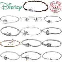 Bracelet original en argent sterling 925% avec cœur Mickey Snowman pour femmes, bijoux DIY pour anniversaire, cadeau pour la Saint-Valentin 1