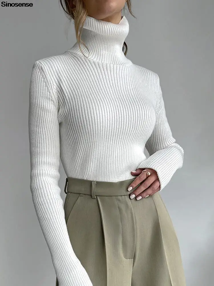 

Women's Classic Lightweight Turtleneck Sweater Long Sleeve Slim Fitted Stretchy Knitted Sweaters Pullover Knit Jumpers Tops