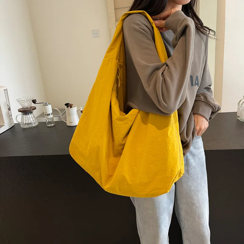 Solid Color Textured Draped Tote Bag for Women Large Capacity Shoulder Bag Versatile Lady Bags Shopping Bag 3