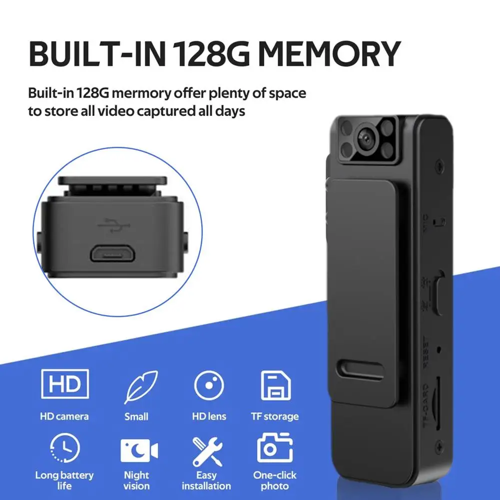 Wireless WiFi Portable Camera With Clip, Full 1080P Video Body Recorder Camera Security HD Record Meeting E5V7
