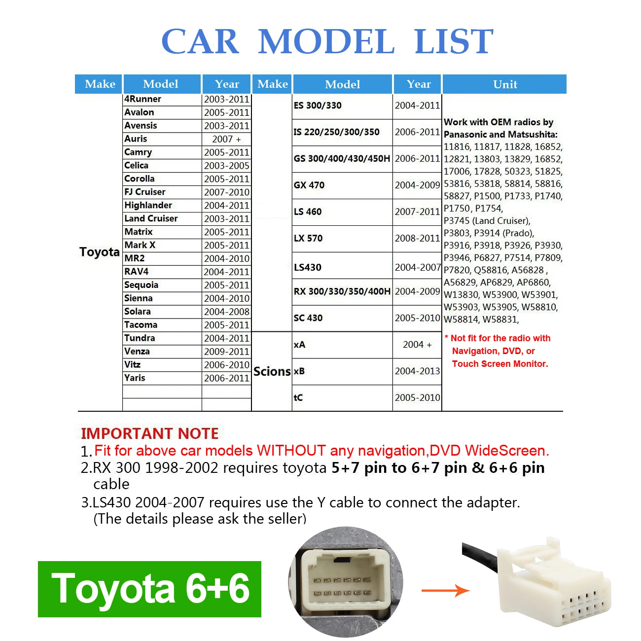 Moonet Auto-CD-Wechsler, USB-AUX-Eingangsadapter, digitaler MP3-Player für Toyota, Honda, Volkswagen, Audi, Mazda 6, 8, 12-polig – Detail 1