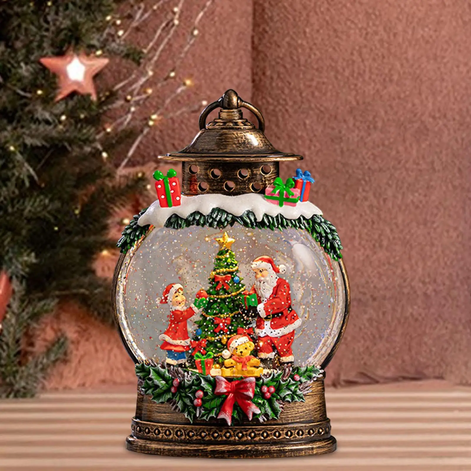 Musical Christmas Snow Globe Lantern Table Centerpiece Snowflake Decor ...