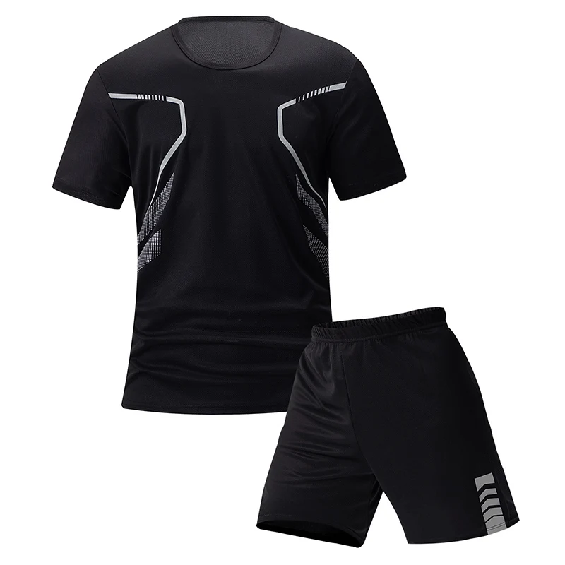 Men's Quick-drying Sports Suit Leisure Fitness Running Short Sleeve Elastic Waist Shorts 2/6 Pcs sports pants
