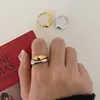 Bagues ondulées irrégulières couleur or argent, bijoux géométriques simples faits à la main pour femmes, bague de mariage réglable pour Couple