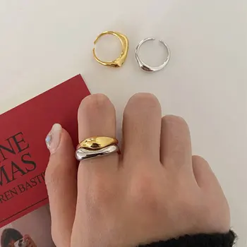Anelli a onde irregolari color oro argento Gioielli fatti a mano geometrici semplici alla moda per le donne Coppia Anello regolabile Matrimonio 1