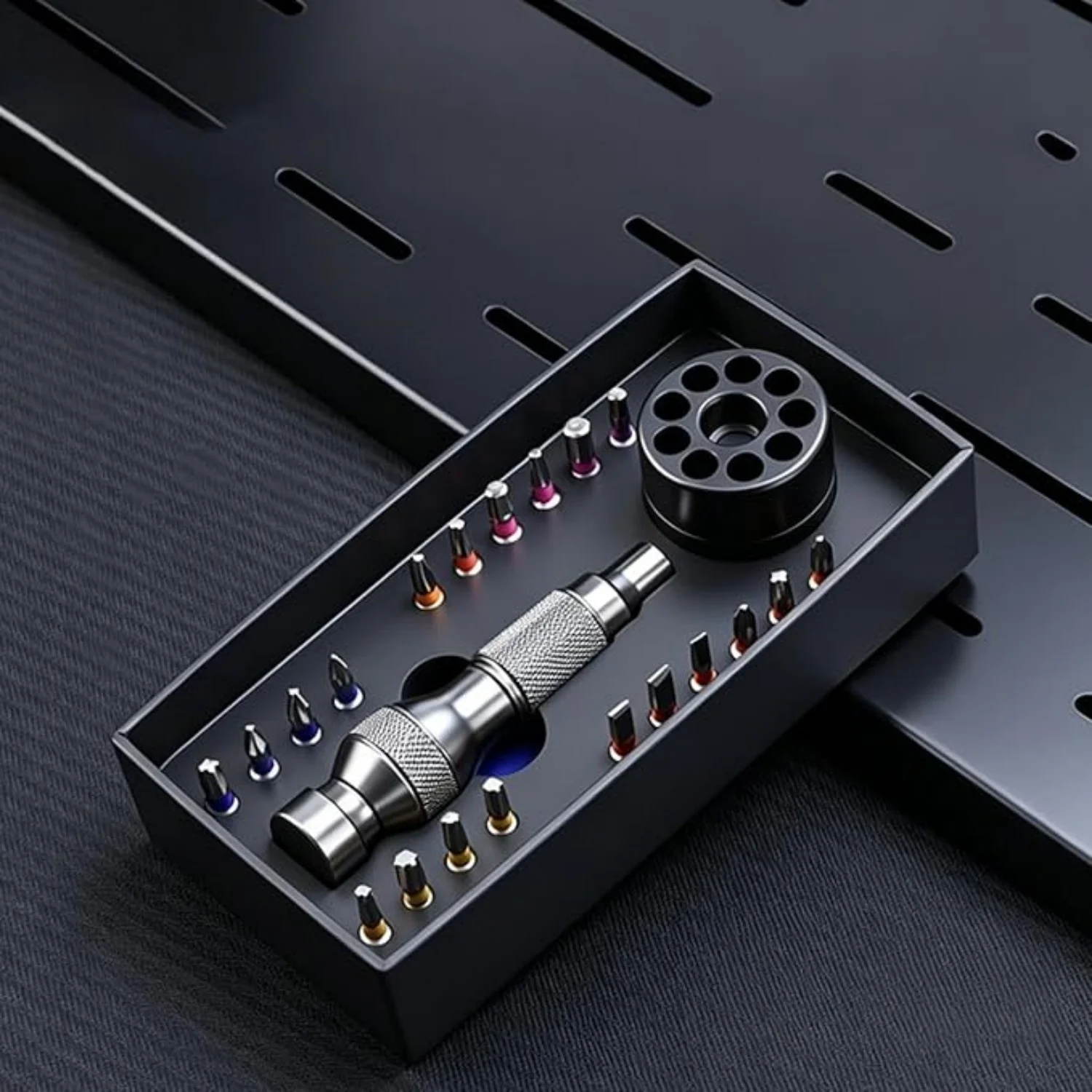 22-Piece Magnetic Precision Screwdriver Bit Set with Ergonomic Handle and Storage Base