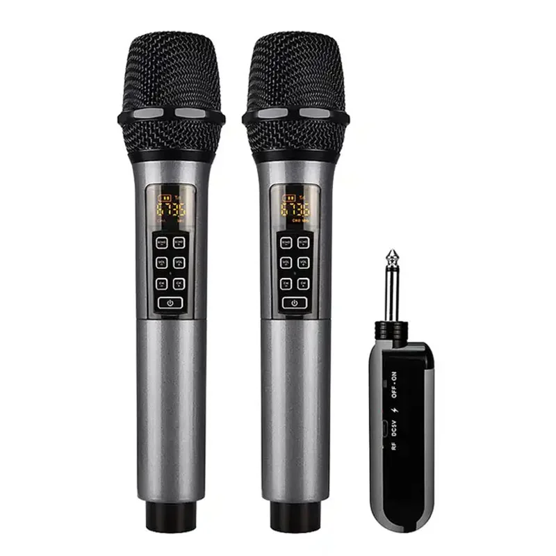 

Professional 2 Channel Universal Singing UHF Dynamic Vocal Karaoke Singing Wireless Microphones